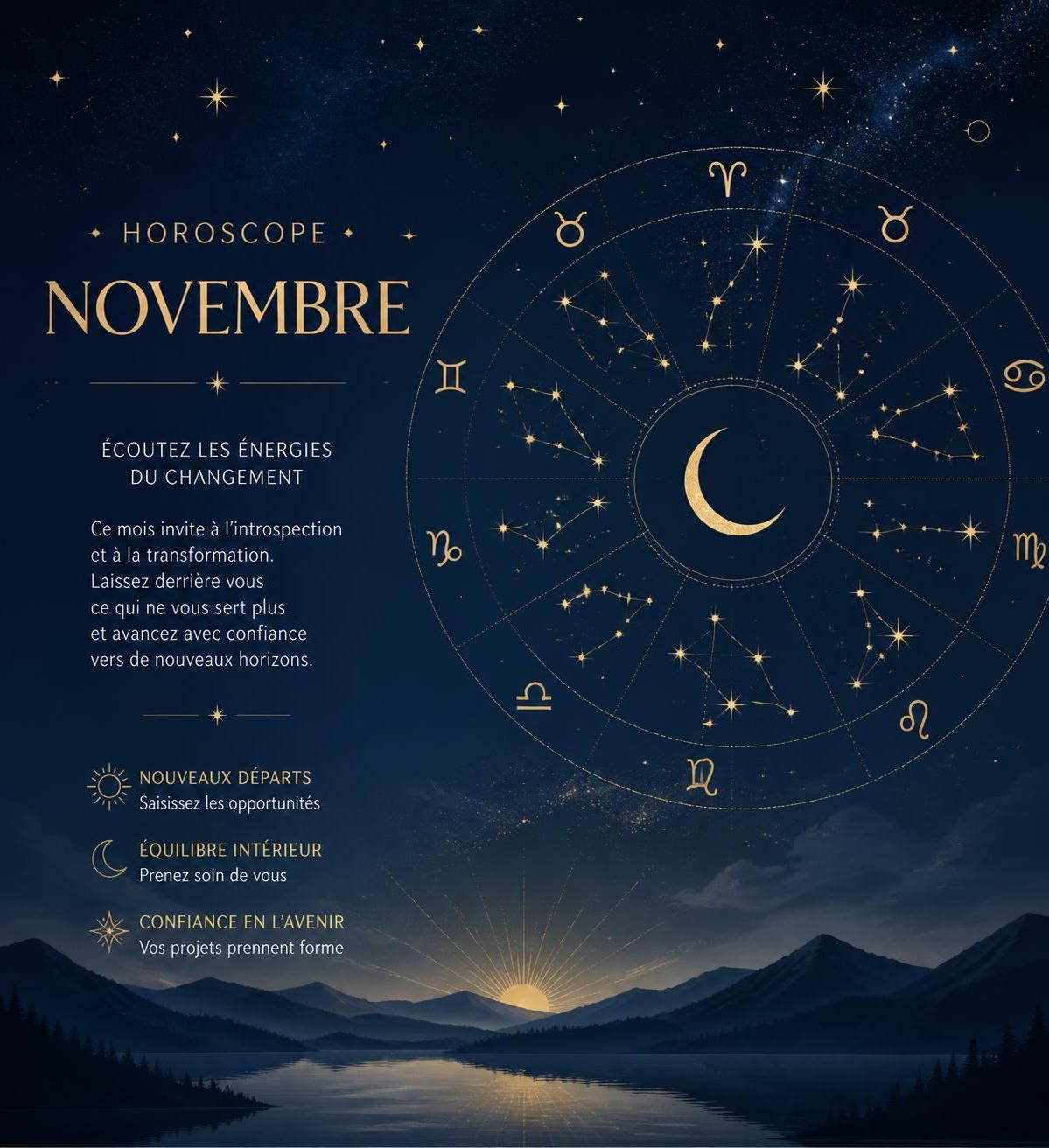 découvrez votre horoscope de novembre et les surprises que les astres vous réservent ce mois-ci pour mieux préparer votre avenir.