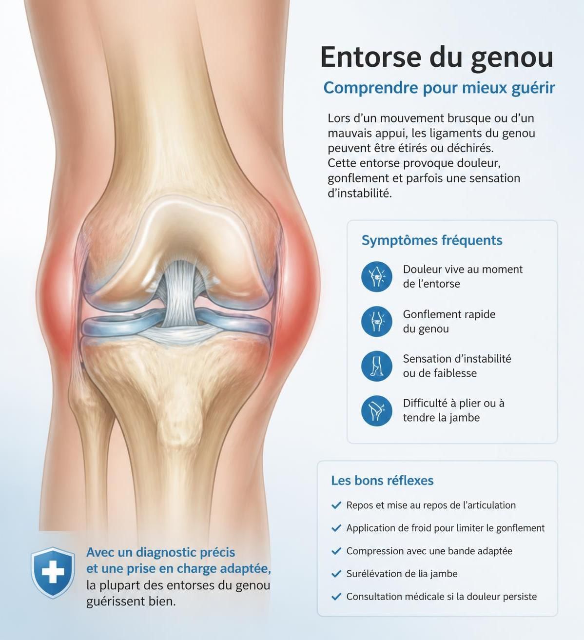 découvrez les symptômes essentiels de l'entorse du genou à ne pas ignorer pour un diagnostic rapide et un traitement adapté.