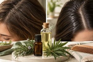 découvrez quelles huiles essentielles utiliser pour lutter naturellement contre les pellicules sèches ou grasses et retrouver un cuir chevelu apaisé.
